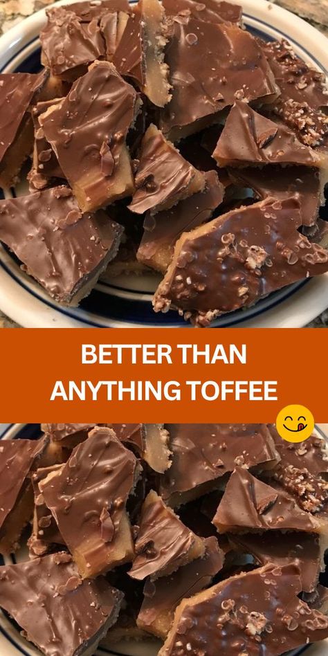 BETTER THAN ANYTHING TOFFEE RECIPE - Discover the perfect blend of sweet and crunchy with our Better Than Anything Toffee Recipe! This easy-to-make treat features buttery toffee, toasted pecans, and decadent chocolate for a mouthwatering dessert experience. Whether you're hosting a party or craving a homemade delight, this recipe is sure to impress. The Best Toffee Recipe, Sweet Condensed Milk, Caramel Treats, Homemade Toffee, Toffee Candy, Toffee Recipe, Candy Recipes Homemade, Crunchy Pecans, Easy Homemade Recipes