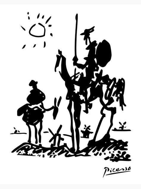 Don Quijote y Sancho es un boceto del héroe literario español Don Quijote y su compañero de fatigas Sancho Panza realizado por Pablo Picasso. Picasso Don Quixote, Picasso Pictures, Pablo Picasso Art, Picasso Art, Don Quixote, Funny Art, Pablo Picasso, Figurative Art, 그림 그리기