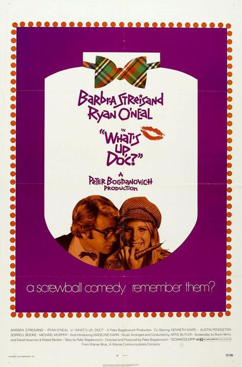 What's Up, Doc? (1972) Gold Movie Poster, Whats Up Doc, 1970s Movie Posters, Ryan O Neal, Madeline Kahn, What's Up Doc, Gold Movie, Barbara Streisand, Ryan O'neal