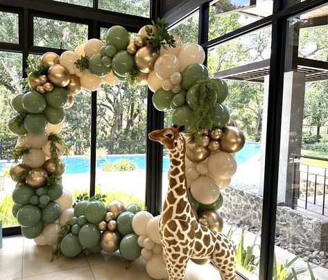 #Safariballoondecor Two Wild Balloon Arch, Pink Safari Birthday Party Decoration, Safari Balloon Arch, Jungle Safari Party Decorations, Balloon Arch Tape, Wild Theme, Diy Arch, Giraffe Theme, Safari Balloon