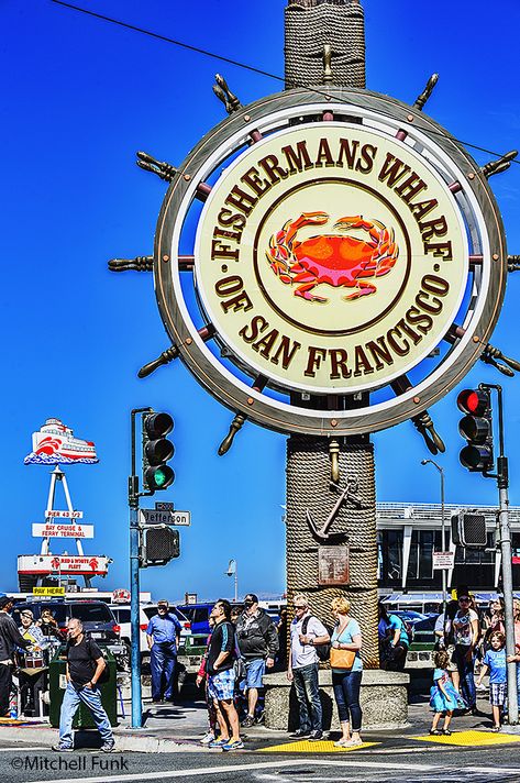 Fishermans Wharf Sign With Blue Sky, San Francisco mitchellfuk.com San Francisco Vintage, Fisherman Wharf San Francisco, Fisherman's Wharf San Francisco, Ocean Beach San Francisco, Fisherman’s Wharf San Francisco, Foreign Cinema San Francisco, Road Trip Games, Road Trip Activities, Fishermans Wharf