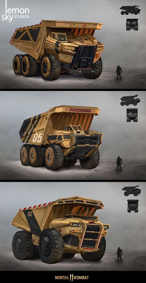 Futuristic Construction Vehicles, Futuristic Construction, Futuristic Truck, Mining Vehicle, Dieselpunk Vehicles, Armored Vehicle, Cargo Truck, Construction Trucks, Concept Car Design