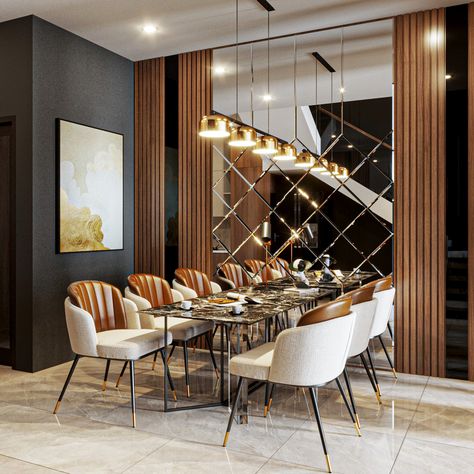 https://www.shutterstock.com/g/Mahamerutechnoart White Brown Living Room, Dining Room Mirror Wall, Dining Room Interior Design, Dining Room Design Luxury, Marble Mirror, Dining Table Design Modern, Dining Room Interior, Mirror Dining Room, Dining Room Design Modern