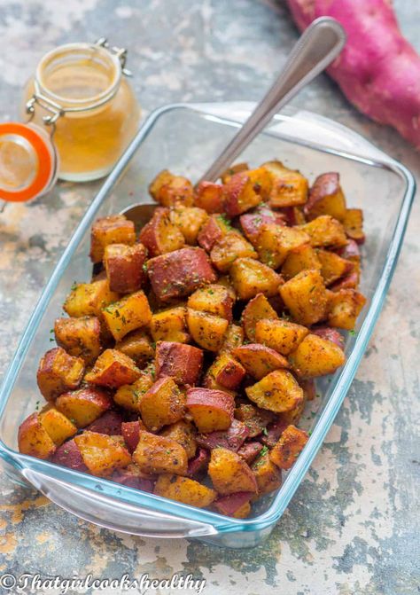 Caribbean Curried Roast Potatoes Caribbean Sweet Potato Recipes, Jamaican Potatoes, Homemade Curry Powder, Jamaican Curry Powder, Jamaican Curry, Homemade Curry, Sweet Potato Curry, Caribbean Style, Roast Potatoes