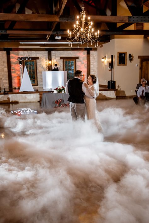 Fog Dance Floor, Fog Machine Wedding, Wedding Dance Floor Lights Indoor, Fog Machine First Dance, Wedding Fog Machine First Dance, Wedding Table Decorations Pink, Dance Performance In Wedding, Wedding Entertainment Dancers, Wedding Reception Hall