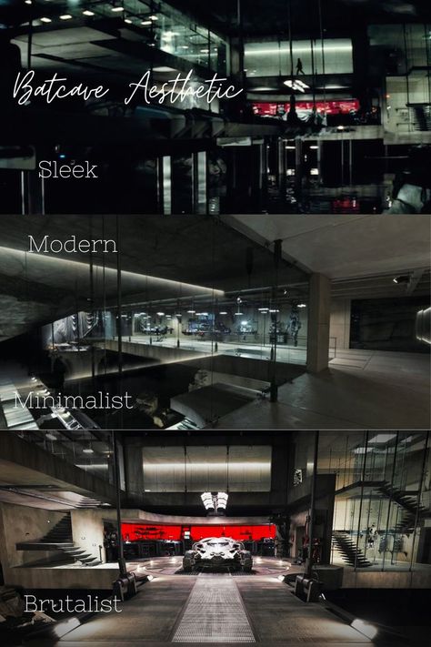 The Batcave from BvS showcases qualities of minimalism and brutalism in its design aesthetic Batman Man Cave, Batcave Room, Batman Batcave, Batman Bruce Wayne, Batman Room, The Batcave, Batman Concept, Creative Office Space, Gotham Batman