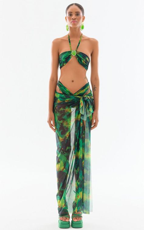 2023 Swimwear Trends, 2023 Swimwear, Raisa Vanessa, Chiffon Crop Top, Bathing Suit Designs, Designer Beach Wear, Sheer Cover Up, Mode Hippie, Retro Swimsuit