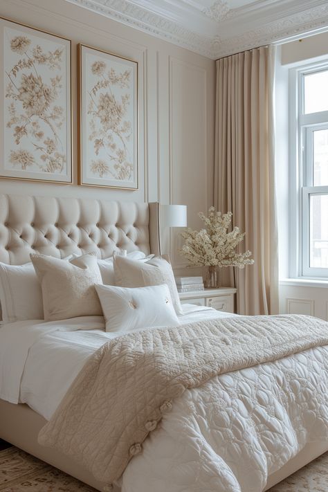 Charm your way to a beautiful bedroom with these enchanting beige and white bedroom ideas, perfect for a magical makeover. Beige And White Bedroom Ideas, White Bedroom Ideas, Beige Bedroom, Gold Bedroom, Bedroom Decor Inspiration, Bedroom Color, Beautiful Bedroom, Bedroom Refresh, Room Makeover Bedroom