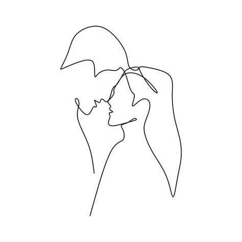 Paar Illustration, Art Abstrait Ligne, Art Amour, Continuous Line Art, Art Du Croquis, Minimal Drawings, Valentine Banner, Minimalist Drawing, Siluete Umane