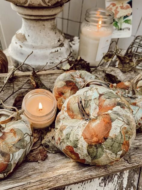 How to Napkin Decoupage Pumpkins | Hometalk Halloween Pumpkin Decor, Decoupage Pumpkins, Fall Napkins, Dollar Tree Pumpkins, Fall Pumpkin Crafts, Dollar Tree Halloween, Harvest Blessings, Dollar Store Halloween, Plastic Pumpkins