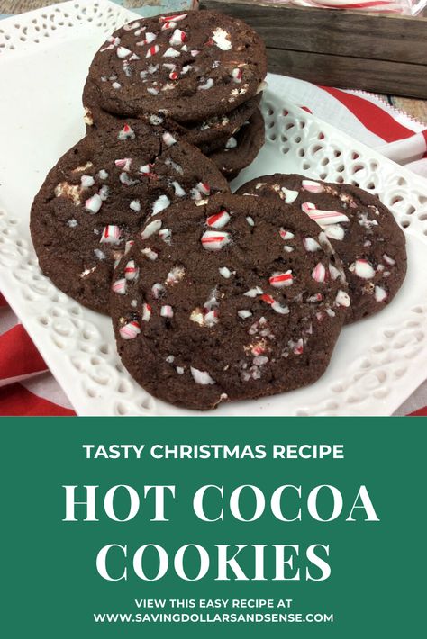 Cocoa Peppermint Cookies, Hot Chocolate Peppermint Cookies, Pepermint Cookies, Hot Cocoa Cookies Recipe, Planet Cookies, Peppermint Hot Cocoa Cookies, Swiss Miss Hot Chocolate, The Best Christmas Cookies, Chocolate Christmas Cookies