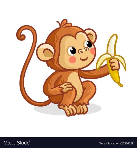 Deco Safari, Banana Vector, Monkey Drawing, Monkey Illustration, Monkey Tattoos, Monkey And Banana, Cartoon Turtle, Cartoon Monkey, Cute Monkey