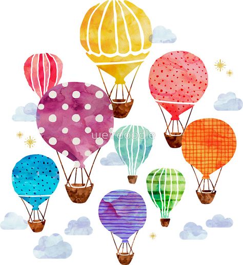 Hot Air Balloon sticker Hot Air Balloons Art, Cat Air, Seni Cat Air, Hot Air Balloons, Balloon Art, Inspirational Art, Air Balloons, Watercolor Inspiration, Watercolor Cards