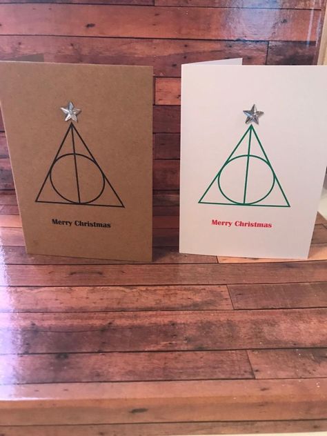 Christmas Cards Harry Potter, Harry Potter Christmas Cards Diy, Harry Potter Christmas Cards, Harry Potter Christmas Card, Harry Potter Birthday Cards, Harry Potter Gifts Diy, Nerdy Christmas, Harry Potter Cards, Fingerprint Cards