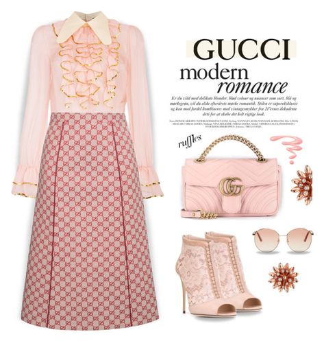 "Gucci Ruffles" by angiesprad ❤ liked on Polyvore featuring Gucci, Dolce&Gabbana and Chantecaille Gucci Dress, Gucci Outfits, Modern Romance, Gucci Fashion, Look Vintage, Stylish Fashion, Polyvore Outfits, Luxury Outfits, Business Fashion