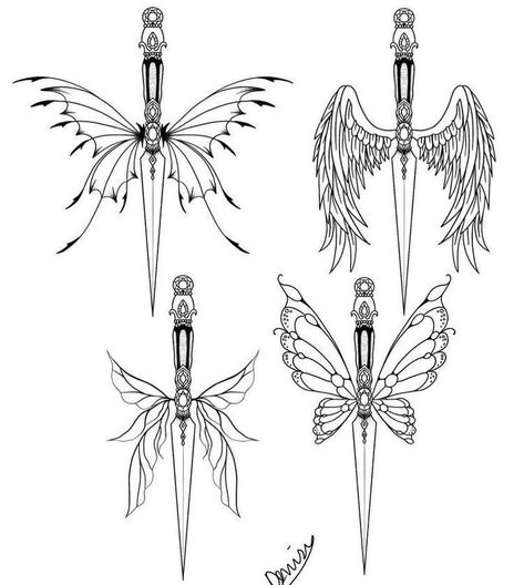 Pike Tattoo, Tattoo Papillon, Fairy Wing Tattoos, Butterfly Wing Tattoo, Paint Png, Wing Tattoo Designs, Tattoo Aesthetic, Tattoo Reference, Tattoo Style Drawings