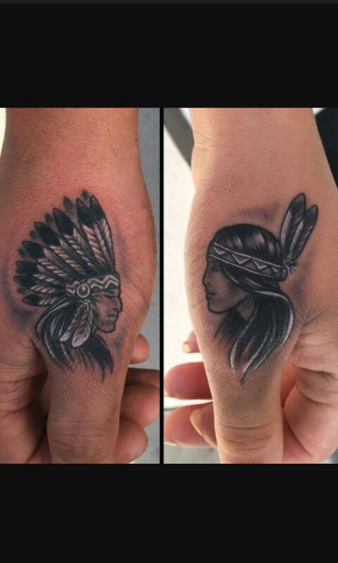 Great his and hers He's And Hers Tattoos, Native Tattoo Ideas Female, Native Wrist Tattoos, Native American Couple Tattoos, Native Finger Tattoo, Small Indian Tattoos For Women, Native American Wrist Tattoos, Western Tattoos For Couples, Small Indian Tattoo