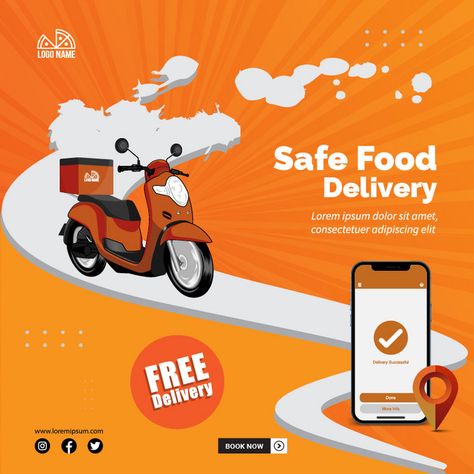 Safe Food Delivery Social media promotional design#pikbest#Templates Free Delivery Creative Ads, Free Delivery Poster Design, Fast Food Social Media Design, Food Delivery Poster, Delivery Social Media Design, Restaurant Instagram Post, Gas Delivery, Delivery Food, Food Promotion