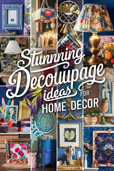 Decopodge Ideas Projects Diy, Decopage Ideas Photos, Decoupage Ideas Paper, Tape Wall Art, Mod Podge Projects, Fabric Decoupage, Decoupage Crafts, Art Recipes, Labels Printables