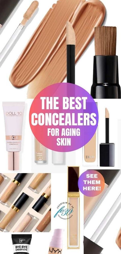 Concealer is brilliant for covering spots, brightening under your eyes and evening out skin tone. But as we age, we also need it to hide fine lines/wrinkles and cover sun spots, so not just any concealer will do. We need the best concealer for mature skin. #makeup #concealer #antiaging #beauty #womenover50 The Best Concealer, Best Concealers, Apply Concealer, Anti Aging Makeup, Aging Backwards, How To Apply Concealer, Best Concealer, How To Shade, Anti Aging Beauty