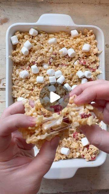 Danielle Kartes on Instagram: "Who is making these? 
STRAWBERRY Rice Crispy Treats!! 
Use the store brand cereal, gross prices right now-  7$ a box for the snap crackle pop guys!! Store brand was 2.29$ 
I love a good rice crispy treat!  It’s the perfect treat for my kids to help with and now for my big kid to just make on his own! 

Freeze dried strawberries are the baking ingredient of the century 🔥🔥🔥IMO

🍓🍓🍓Recipe 🍓🍓🍓

Prep time 5 minutes 
Cook time 5-7 minutes 
makes one 9 by 13 pan 

Ingredients
1/2 cup salted butter 
1 16 ounce bag of marshmallows 
6 cups rice crispy cereal (generic/store brand is best) 
1 2 ounce package FREEZE dried strawberries 
1 cup mini marshmallows (optional) 
Extra butter for the pan and the hands 😍

1.  Butter your 9 by 13 dish and set aside 
2. Mel Strawberry Rice Crispy Treats, Rice Crispy Cereal, Rice Crispy Treat, Snap Crackle Pop, Cereal Brands, Freeze Dried Strawberries, Rice Crispy Treats, Dried Strawberries, Crispy Treats