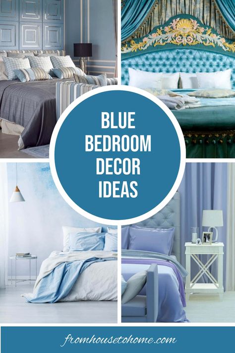 blue bedroom decor ideas Teal Bedroom Decorating Ideas, Blue Walled Bedrooms, Ice Blue Bedroom Ideas, Cerulean Blue Bedroom, Bedrooms With Blue Walls, Relaxing Bedroom Paint, Teal Bedrooms, Blue Bedding Ideas, Bookcase In Bedroom