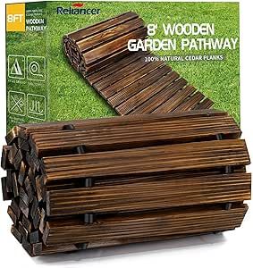 RELIANCER 8' Wooden Garden Pathway,Outdoor Roll Out Cedar Straight Walkway,Patio Path Decorative Garden Boardwalk Walkways,Weather-Resistant Roll Up Beach Wood Road Floor,Wedding Party Pathways Wooden Pathway, Farm Pond, Cedar Garden, Walkway Design, Roll Up Design, Hardwood Decking, Wooden Walkways, Vegetable Farming, Cedar Planks