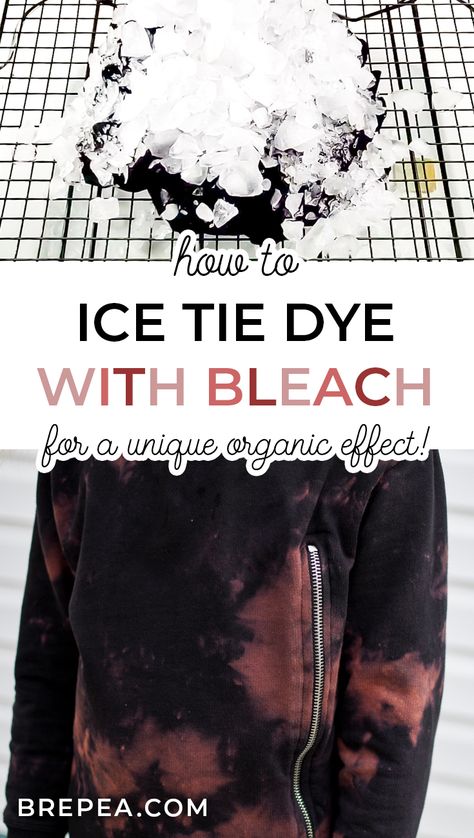 Wondering how to DIY reverse tie dye with bleach? This is one of the easiest patterns and techniques and uses ice! You can do it on any black shirt, or even a dark colored sweatshirt or sweatpants. This tutorial uses a hoodie. Reverse Tie Dye With Bleach, Tie Dye With Bleach, Diy Tie Dye Techniques, Tie Dye Patterns Diy, Ice Tie Dye, Hoodie Diy, Tie Dye Crafts, Colorful Sweatshirt, Diy Tie