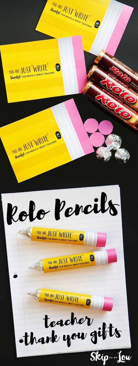 Rolo candy teacher appreciation gift idea! Learn how to make this easy candy pencil for your special teacher. Rolo Pencils, Candy Pencil, Rolo Candy, Diy Teacher Christmas Gifts, Appreciation Gifts Diy, Easy Candy, Teacher Appreciation Gifts Diy, Teacher Craft, Teachers Diy