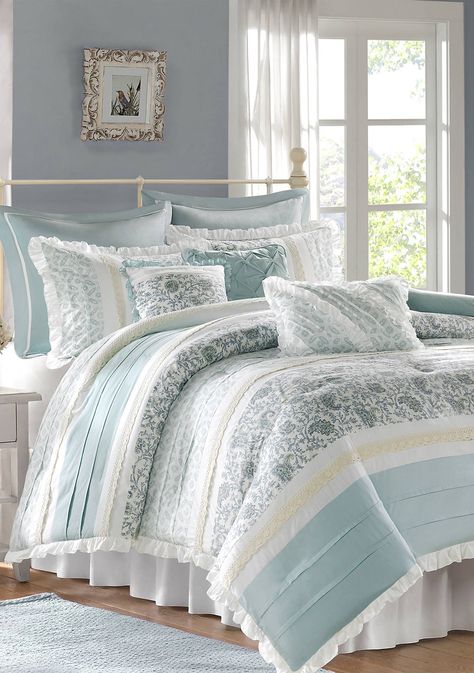 Madison Park Dawn 9-Piece Bed In A Bag Set | belk Bed In A Bag, King Comforter Sets, Farmhouse Bedroom Decor, Queen Comforter Sets, Madison Park, Queen Comforter, Blue Bedding, King Comforter, Cotton Duvet Cover