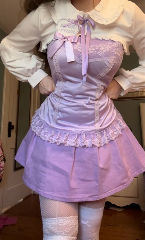 #kawaii #pastel #cuteoutfit #alternative Aesthetic Clothes Purple, Purple Pastel Outfit, Pastel Academia Aesthetic Outfit, Pastel Alt Outfits, Pastel Fairycore Outfits, Kawaii Purple Aesthetic, Purple Coquette Outfit, Pastel Purple Outfit, Pastel Goth Outfits Aesthetic