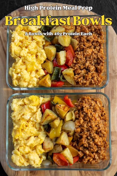 Healthy Dinner Prep For The Week, Low Fat Meal Prep For The Week, Take And Bake Meals, Prep Breakfast Bowls, Meal Prep Breakfast Bowls, Cut Meals, Macros Diet Recipes, Ideas Desayunos, Healthy Meal Prep Breakfast