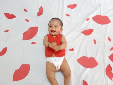 Baby photoshoot at home Photoshoot Ideas For Baby, Baby Photoshoot At Home, Valentine Week, Photoshoot At Home, Children Photography Poses, Kiss Day, Valentine's Week, Maternity Pics, Photoshoot Idea