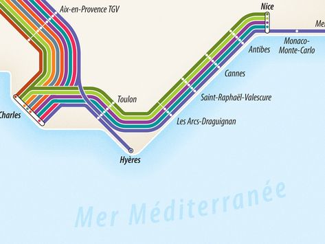 Detail: French TGV Route Map by Cameron Booth on Dribbble Eurostar Train, Bus Map, High Speed Train, Transit Map, Subway Map, Train Route, Speed Training, Route Map, Saint Charles