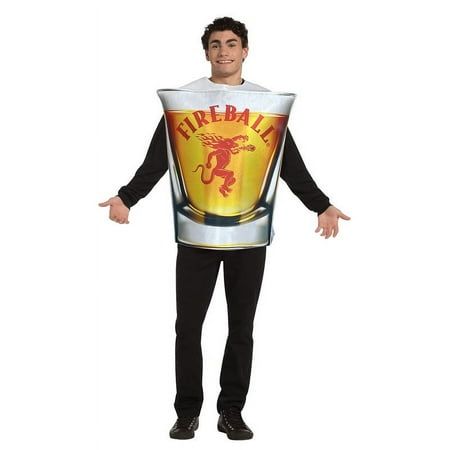 This officially licensed costume is your kind of cinnamon whisky costume! Walk in with a fiery kick in this red-hot Fireball Fireball Shot Glass Halloween costume! This unisex costume includes a pullover foam tunic for easy drinking and eating. The costume is printed on the front only in likeness of the actual product and has a poly knit back. One Size fits most adults and is easily worn by both men and women. Color: Multicolor. Fireball Shot, Funny Adult Costumes, Shots Shots Shots, Cinnamon Whiskey, Fireball Whiskey, Trendy Food, Whiskey Shots, College Guys, Nurse Costume