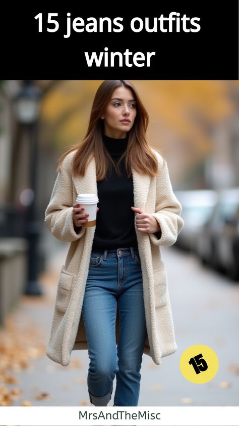 jeans outfits winter Styling Jeans In Winter, Casual Winter Jean Outfits For Women, Winter Flared Jeans Outfit, Winter Outfits Blue Jeans, Cute Winter Outfits With Jeans, Winter Jeans Outfit Casual, Light Jeans Outfit Winter, Casual Jeans Outfit Winter, Winter Outfits Jeans