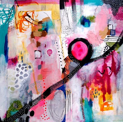 Whimsical Abstract Paintings, Intuitive Abstract Painting, Colorful Abstract Art Inspiration, Bright Abstract Painting, Squiggle Art, Colourful Abstract Painting, Kunst Collages, Bright Abstract Art, Cool Abstract Art