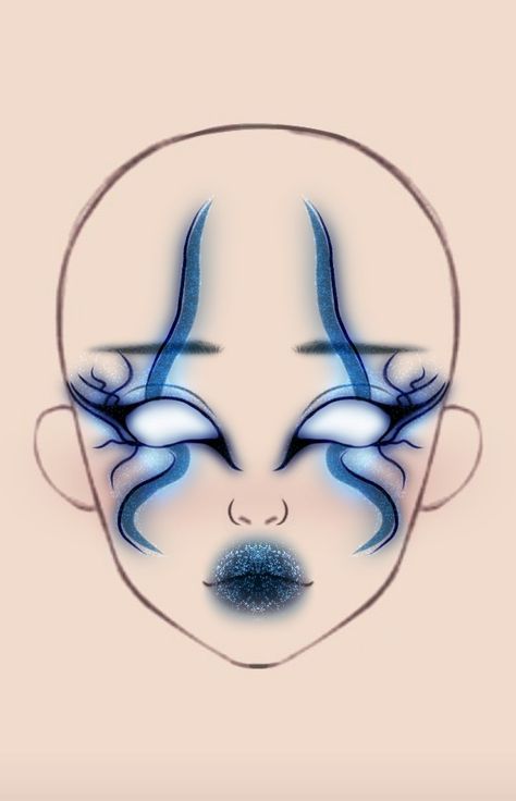 Fun Face Paint Ideas For Women, Random Makeup Looks, Pre Shower Makeup Ideas, Cool Makeup Looks Creative Halloween, Makeup Looks Drawing, Makeup Ideas Drawing, Make Up Yeux, Professional Eye Makeup, Cute Clown Makeup