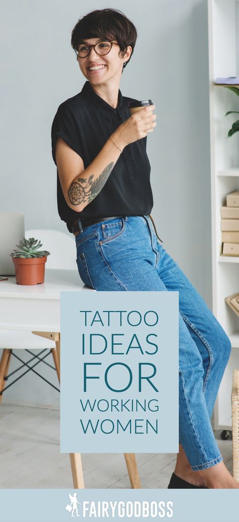 #Tattoo Ideas for Women in the Workplace: How 8 Real Women Manage Their Ink At Work Tattoos For Professional Women, Business Women With Tattoos, Tattooed Professional Women, Professional Tattoos Women, Professional Women With Tattoos, Business Woman Tattoo, Professionals With Tattoos, Women Tattoo Placement Ideas, Cool Tattoo Placement Women