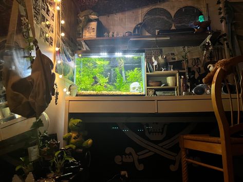 Terrarium In Bedroom, Fish Tank Terrarium, Ocean Room, Cozy Desk, Bedroom Deco, Cottage In The Woods, Grunge Room, Rooms To Go, Aesthetic Rooms