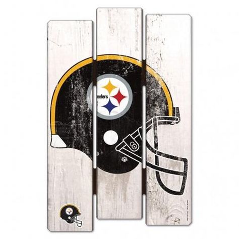 Pittsburgh Steelers Wood Fence Sign #PittsburghSteelers Steelers Bracelet, Steelers Crafts, Pittsburgh Steelers Crafts, Steelers Sign, Steelers Gifts, Pittsburgh Steelers Wallpaper, Fence Signs, Fence Wood, Fence Styles