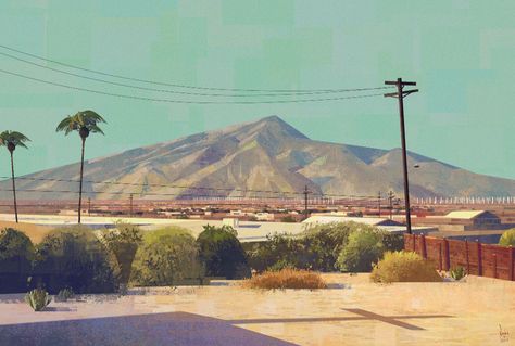 Robh Ruppel (@robhrr) / Twitter Robh Ruppel, Environmental Illustration, Desert Illustration, American Town, Environment Sketch, Environment Painting, Abstract Graphic Design, Principles Of Art, Digital Art Illustration