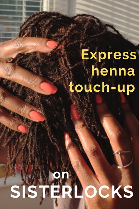 Henna On Locs, Sista Locs Sister Locks, Dyed Sisterlocks, Dyed Microlocs, Braids All Back, Colored Sisterlocks, How To Do Henna, Micro Braids Styles, Hair Henna