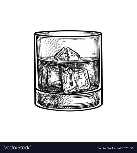 Ice Drawing, Tato Paha, Pen Art Work, Doodle Tattoo, Whisky Glass, Engraving Illustration, Background Drawing, Hand Drawn Vector Illustrations, Glass Pictures