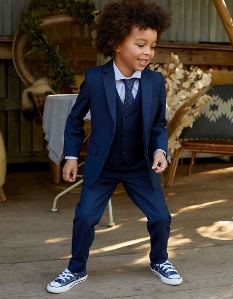 Blended Wedding, Groom Blue Suit, Tie Blazer, Wedding Outfit For Boys, Suit Blue, Boys Fits, Shirt Tie, Kids Clothes Boys