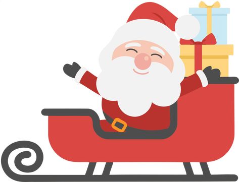 Santa on a sleigh full of gifts Santa Sleigh Silhouette, Cute Drawing Images, Cute Owl Cartoon, Santa Claus Crafts, Christmas Window Painting, Happy Christmas Day, Santa Crafts, Christmas Cover, Cute Santa