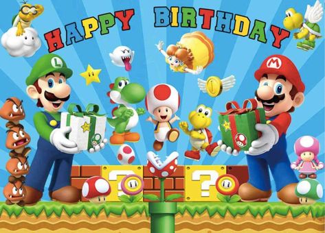 Buy Super Mario Backdrop Games Happy Birthday Backdrops Super Uncle 74C Super Mario Backdrop, Mario Backdrop, Mario Birthday Banner, Super Mario Bros Party Ideas, Boy Background, Super Mario Bros Birthday Party, Mario E Luigi, Super Mario Bros Party, Mario Bros Birthday