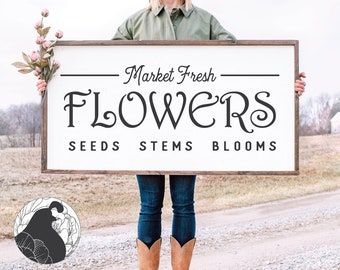 Fresh Flower Market, Market Sign, Farmhouse Svg, Flowers Svg, Create Digital Product, Fresh Cut Flowers, Spring Sign, Cricut Files, Farmhouse Sign