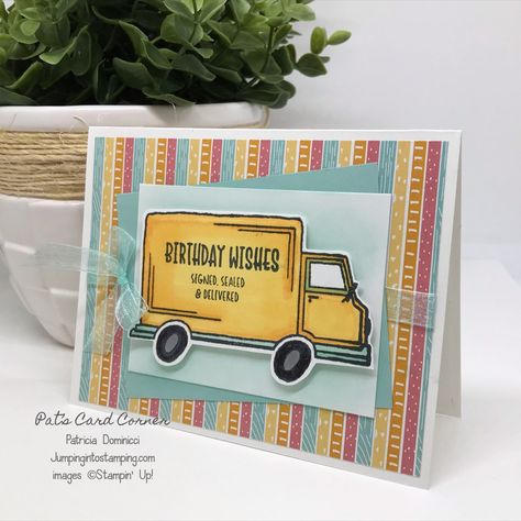 Truck Pulling, Pocket Envelopes, Mini Sales, Delivery Truck, Boy Cards, Stamping Up Cards, Special Delivery, Male Cards, Masculine Cards