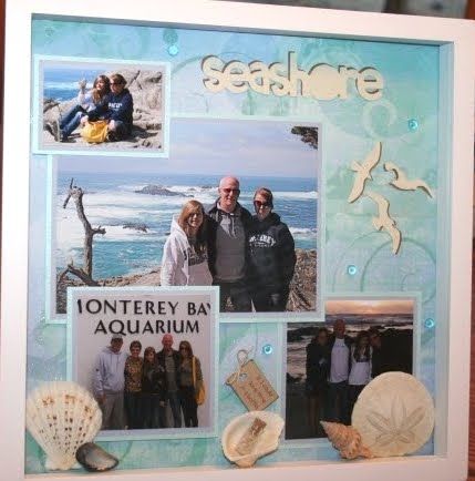 Coastal Decor, Beach, Nautical Decor, DIY Decorating, Crafts, Shopping | Completely Coastal Blog: 7 Creative Beach Vacation Photo Display Ideas Newborn Shadow Box, Scrapbooking Vacation, Photo Display Ideas, Beach Shadow Boxes, Nautical Decor Diy, Beachy Crafts, Travel Photos Display, Remembering Dad, Decorating Crafts